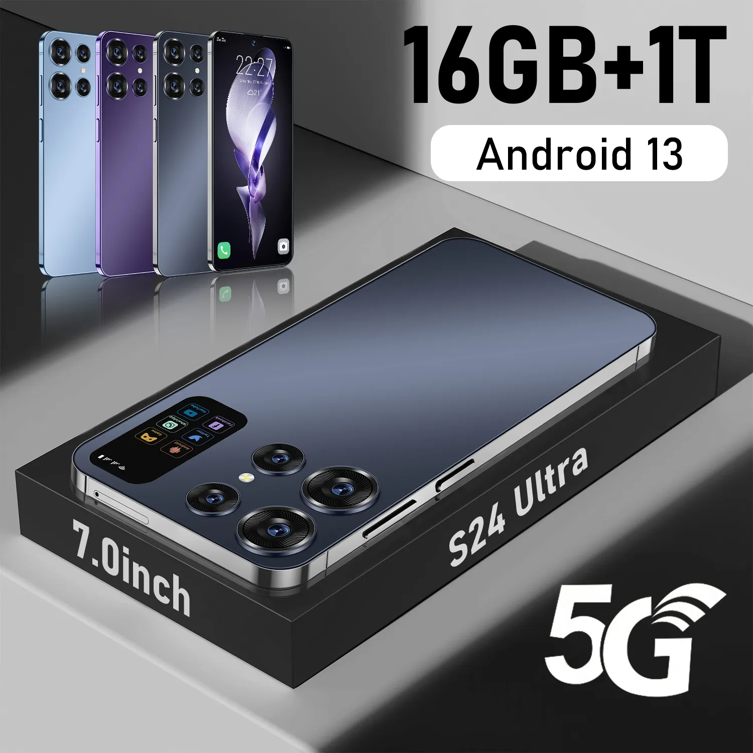 Brand Global s24 s23 ultra 7.0HD Screen 16G+1T Smart Phone 7000Mah Android13 Cel