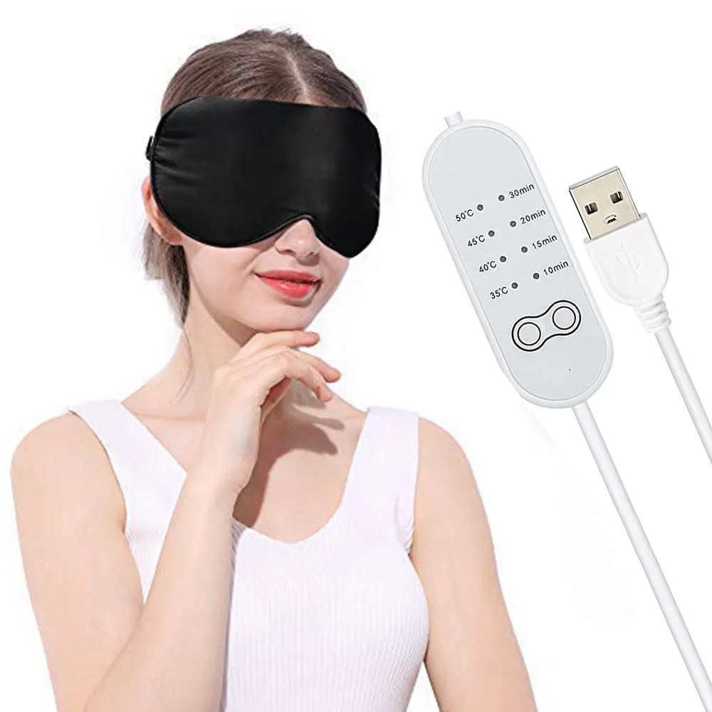 USB Heated Eye Mask Reusable USB Silk Steaming Eye Mask Eye Massager For Sleepin