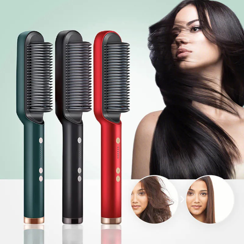 Hair Straightener Hot Comb Curling Iron Multi-speed Electric Straightening Comb 