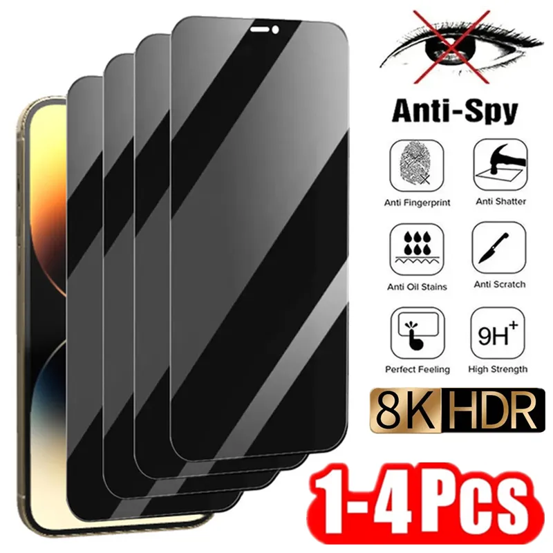 1-4Pcs Privacy Screen Protector for iPhone 14 13 11 12 Pro Max Mini 7 8 Plus Ant