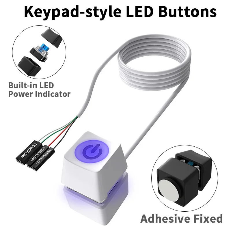 1.65/5/10M Colorful LED Lights Computer Desktop Switch PC Motherboard Power On O