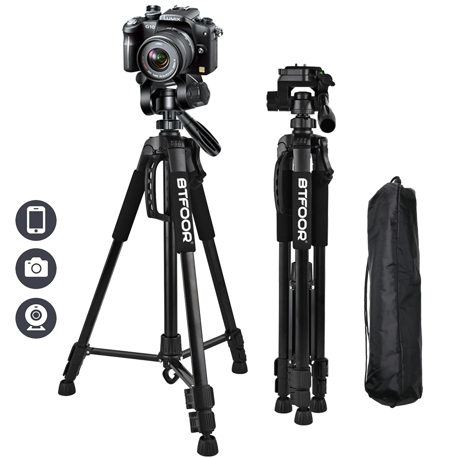Phone Travel Self Tripod Aluminum Tall 55” 140CM Stand With Quick Plates Mount P