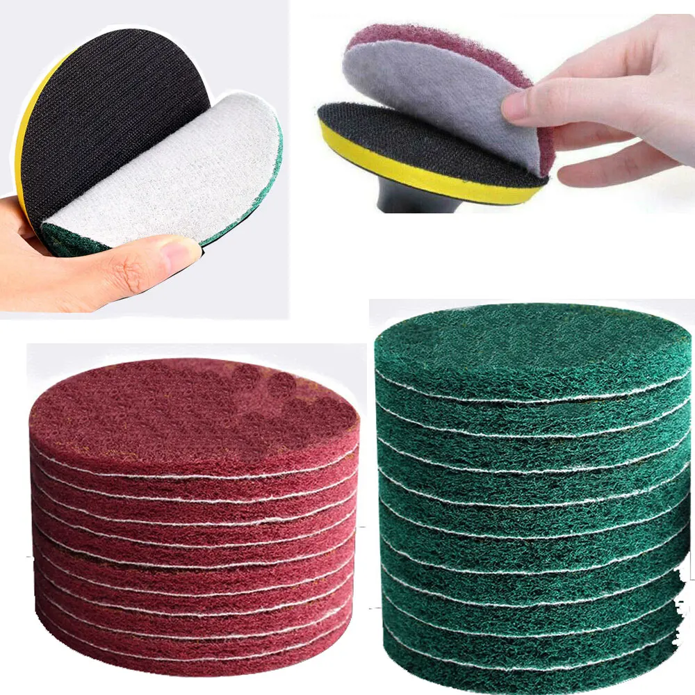 10 Pcs Scouring Pad 4 inch Polishing Pad Self-adhesive Disc Industrial Heavy Dut