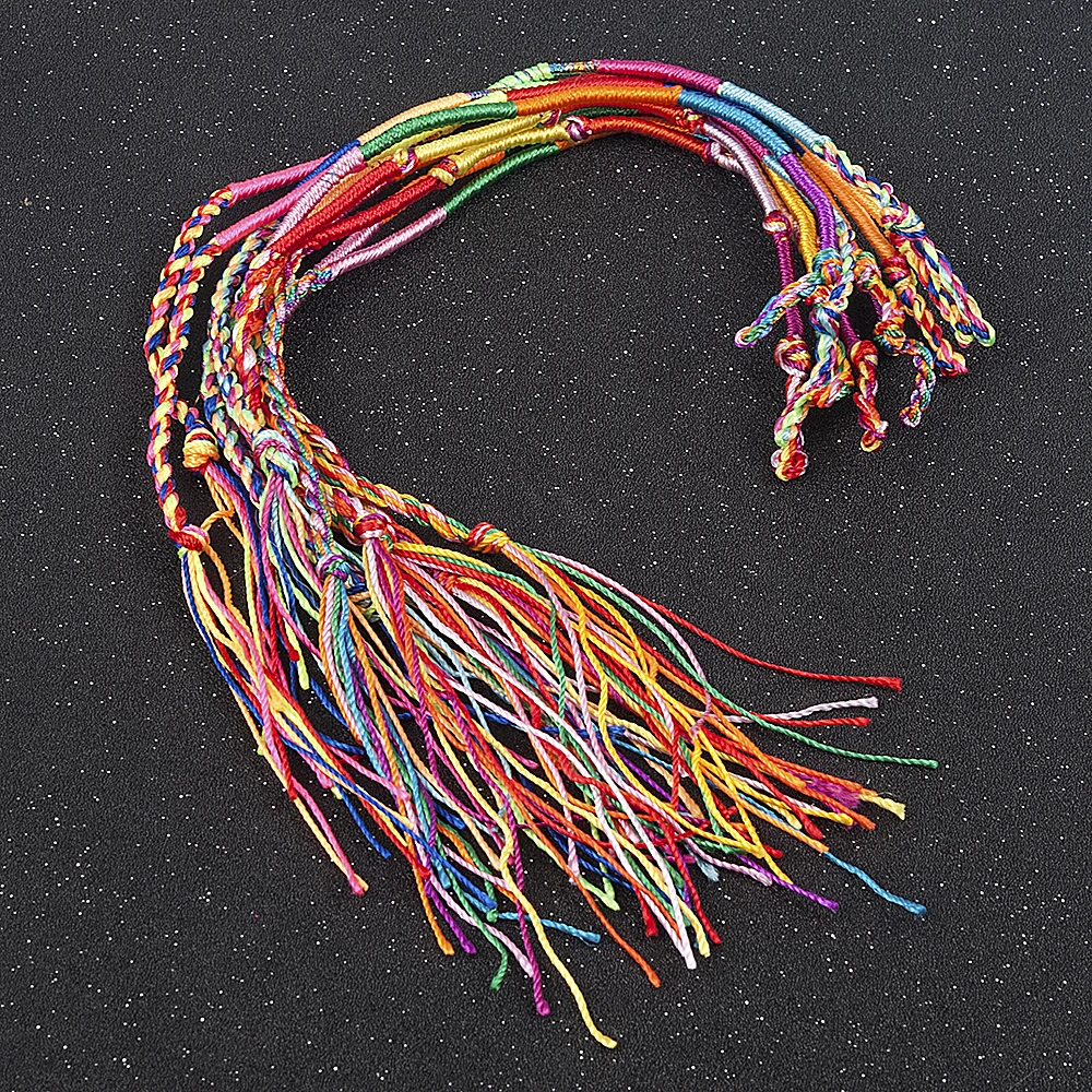 10 Pcs /Set New Rainbow Color Mix Braid Friendship Bracelets for Women Jewelry G