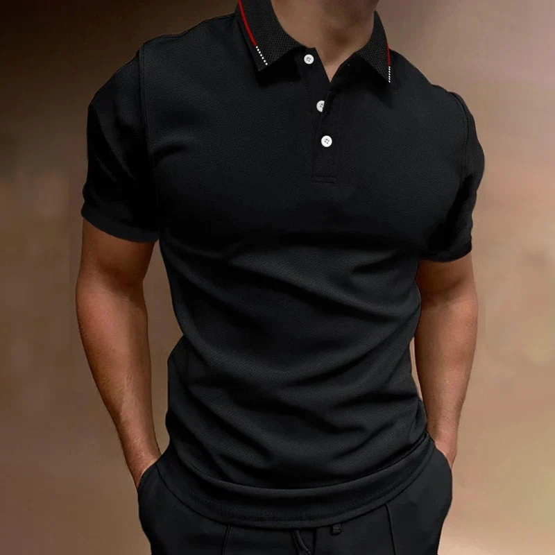 (100% Polyester ) New Summer Men Pure Color Short Sleeve Fashion Mesh Fabric Pol