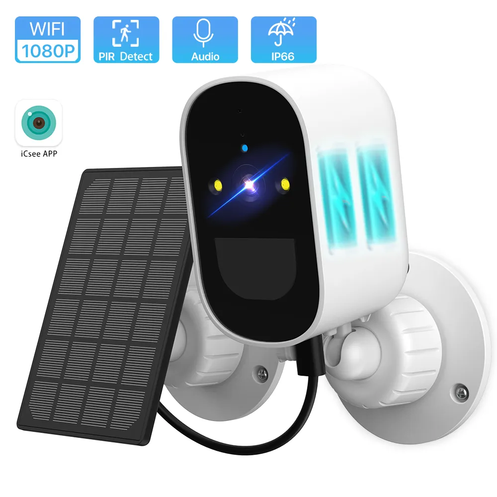 1080P WiFi Camera Solar Outdoor Wireless Battery Powered Bullet Security Camera 