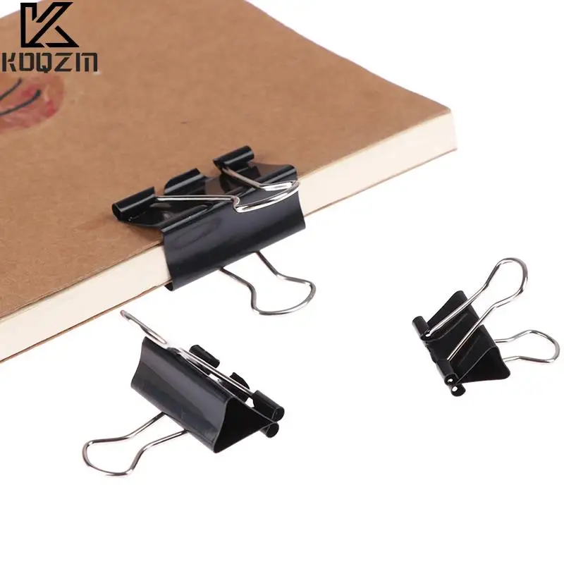 10pcs Black Metal Binder Clips Notes Letter Paper Clip Office Supplies Binding S