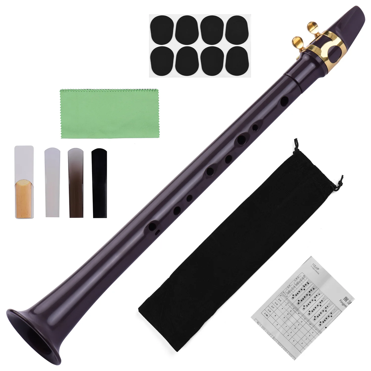 11-hole C Key Mini Pocket Saxophone ABS with Alto Mouthpiece Ligature 4pcs Reeds