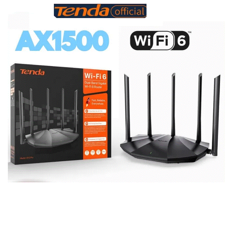 Tenda WIFI6 Router AX1500 Gigabit Wireless Router Signal Amplifier 2.4G 5GHz Bea
