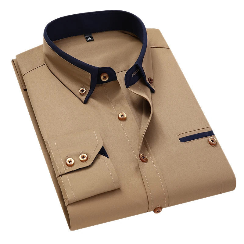 13 Color 8XL British-Style Men Spring Long-Sleeved Shirts/Male Slim Fit Business