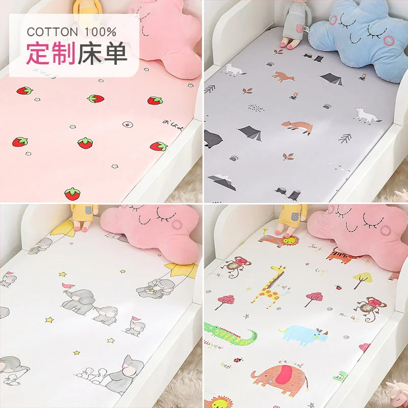 130cm*70cm Cotton Crib Fitted Sheets Soft Baby Bed Mattress Covers Printed Newbo