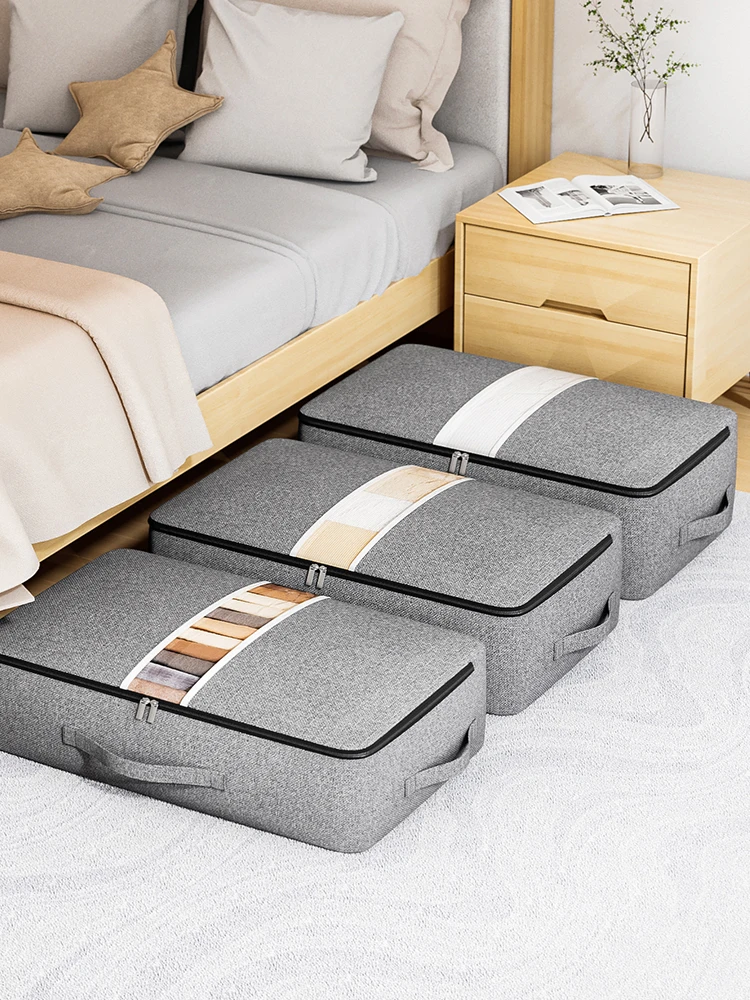 1PC gray clothing storage bag, bed bottom storage bag, quilt storage bag, large 