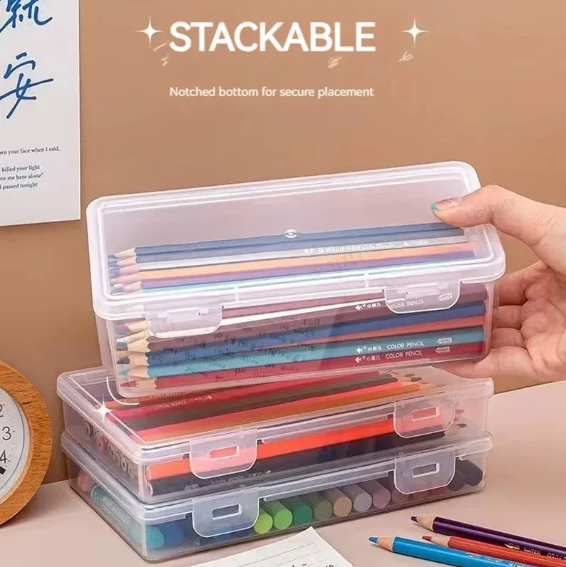 1Pcs Pencil Case Box PP Material Transparent Pencil Box Pouch Stationery School 