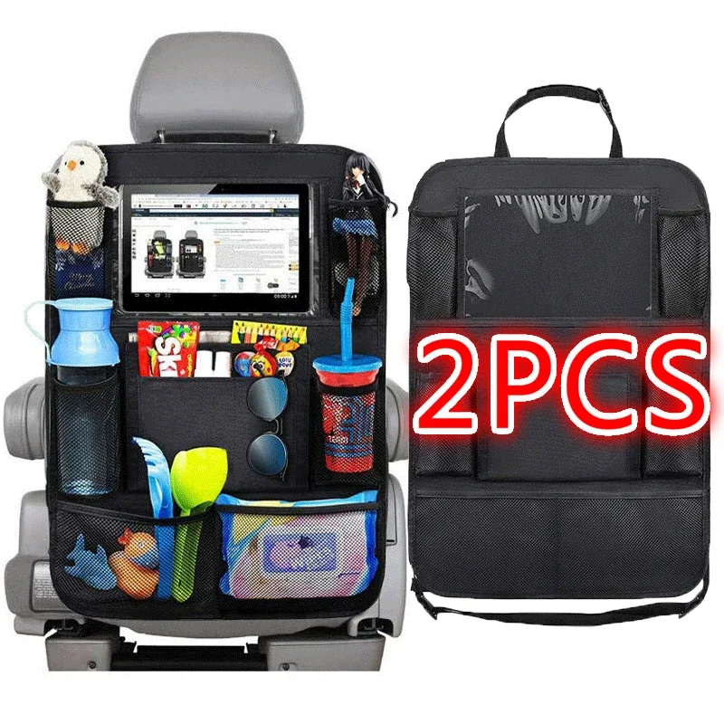 1pc/ 2pcs Car Seat Back Organizer 9 Storage Pockets with Touch Screen Tablet Hol