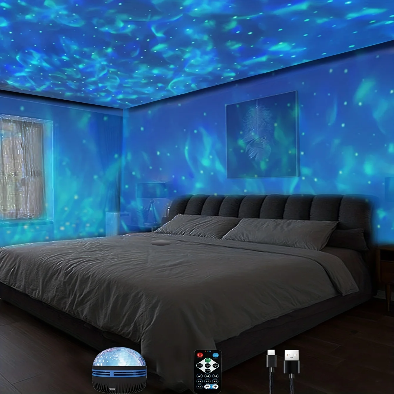 1pc Star Projector 7 OceanWave Patterns Water Light Projector For Bedroom Home T