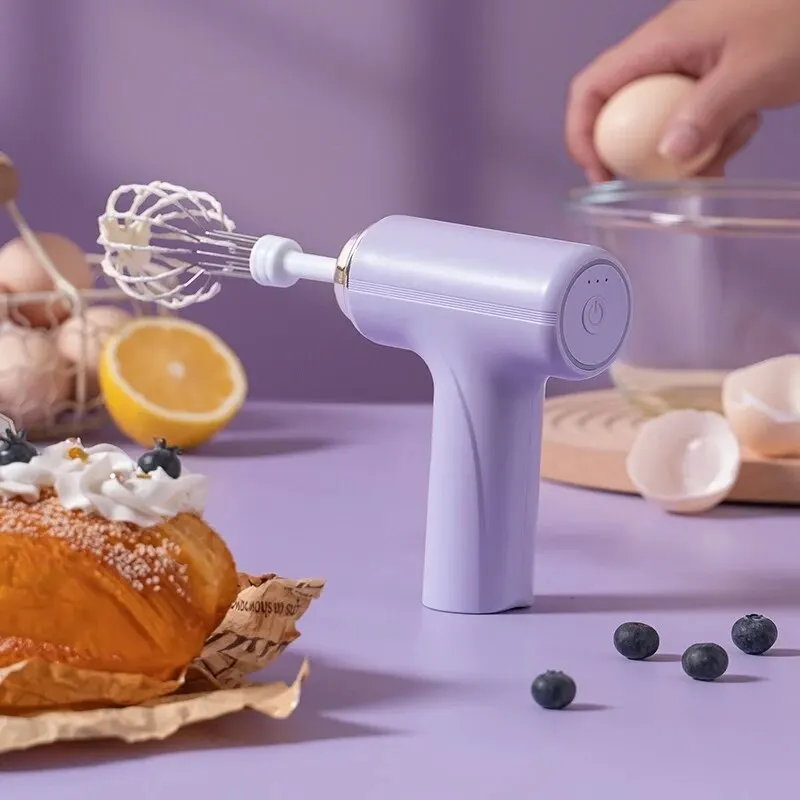 1pc Wireless Electric Food Mixer Portable 3 Speeds Egg Beater Baking Dough Cake 