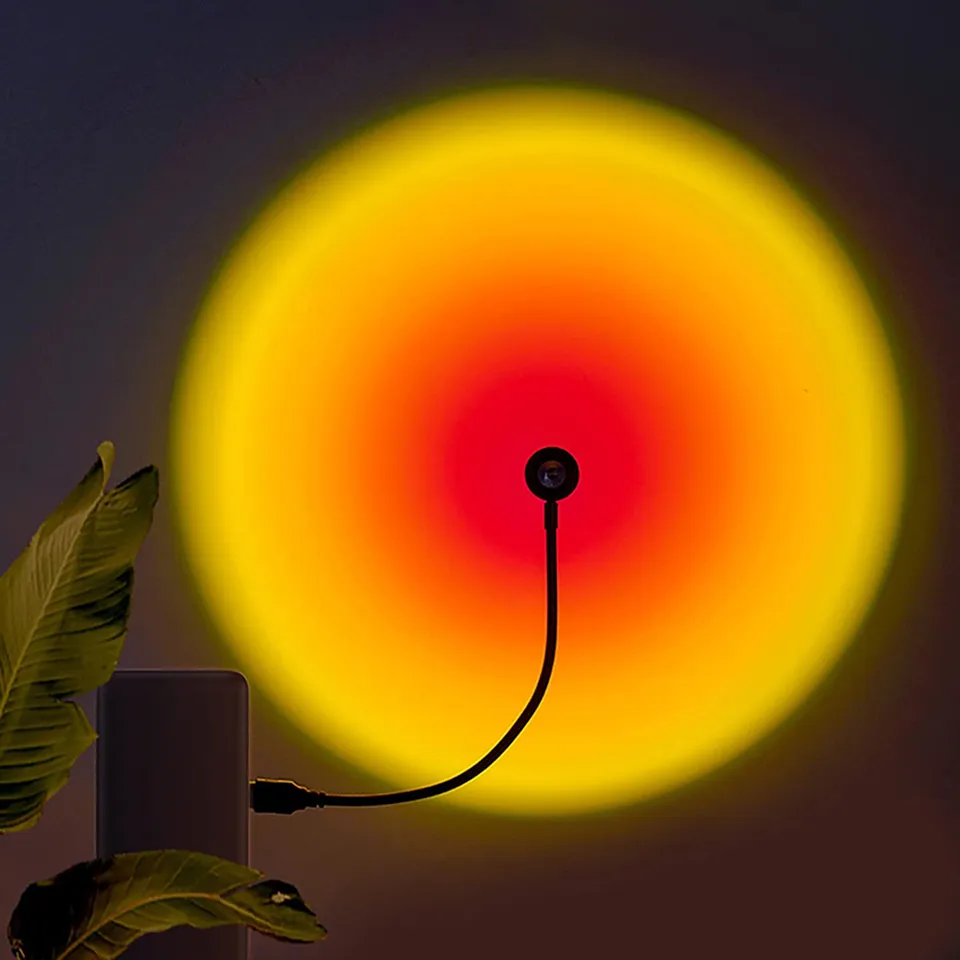 1x USB Sunset Lamp LED Rainbow Neon Night Light Projector Photography Wall Atmos