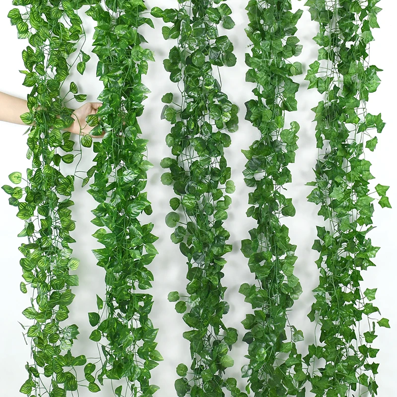 2.1M Artificial Plant Green Ivy Leaf Garland Silk Wall Hanging Vine Home Garden 