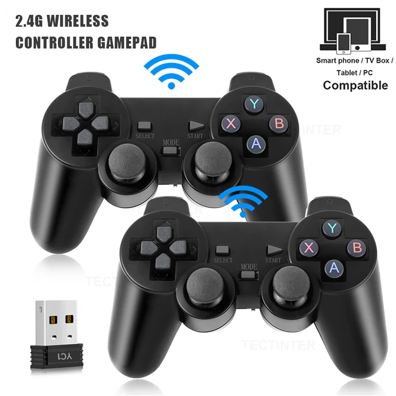 2 PCS 2.4Ghz Wireless Gamepad No Delay Game Controller USB Joystick For PC Andro