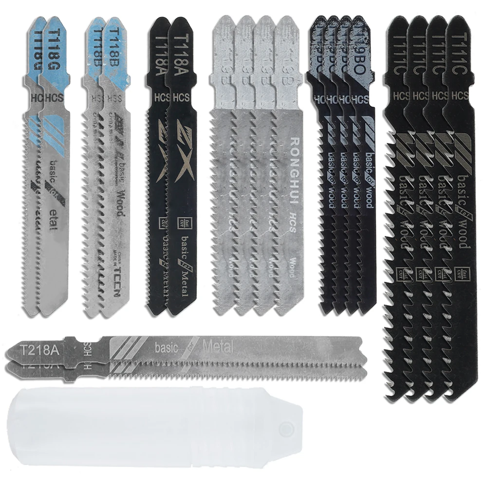 20 Pieces Jigsaw Blades Set T-Shaft HCS Assorted Jig Saw Blades for Wood Plastic