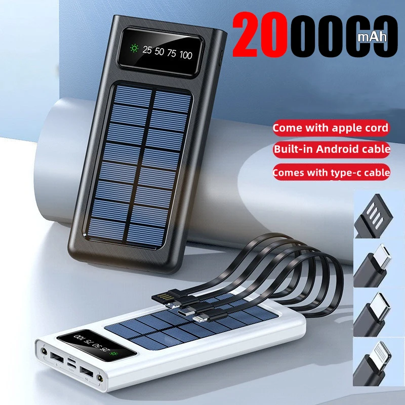 200000mAh Ultra-Large Capacity Power Bank Solar Charging Power Bank Comes With F