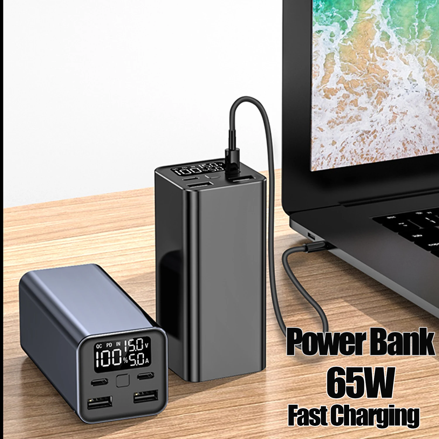 20000mAh Power Bank Type C PD 100W Fast Charging Powerbank External Battery Char