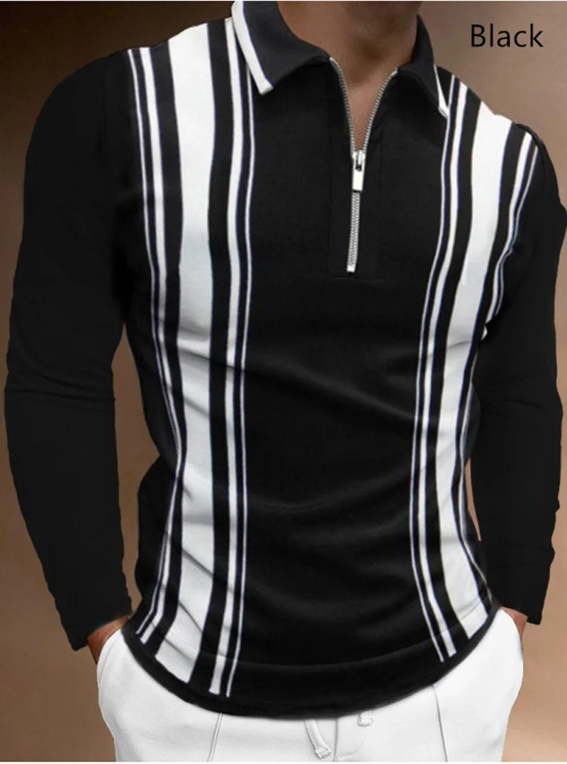 European And American Men's Fashion Long Sleeve Casual Wear High Quality Polo Sh