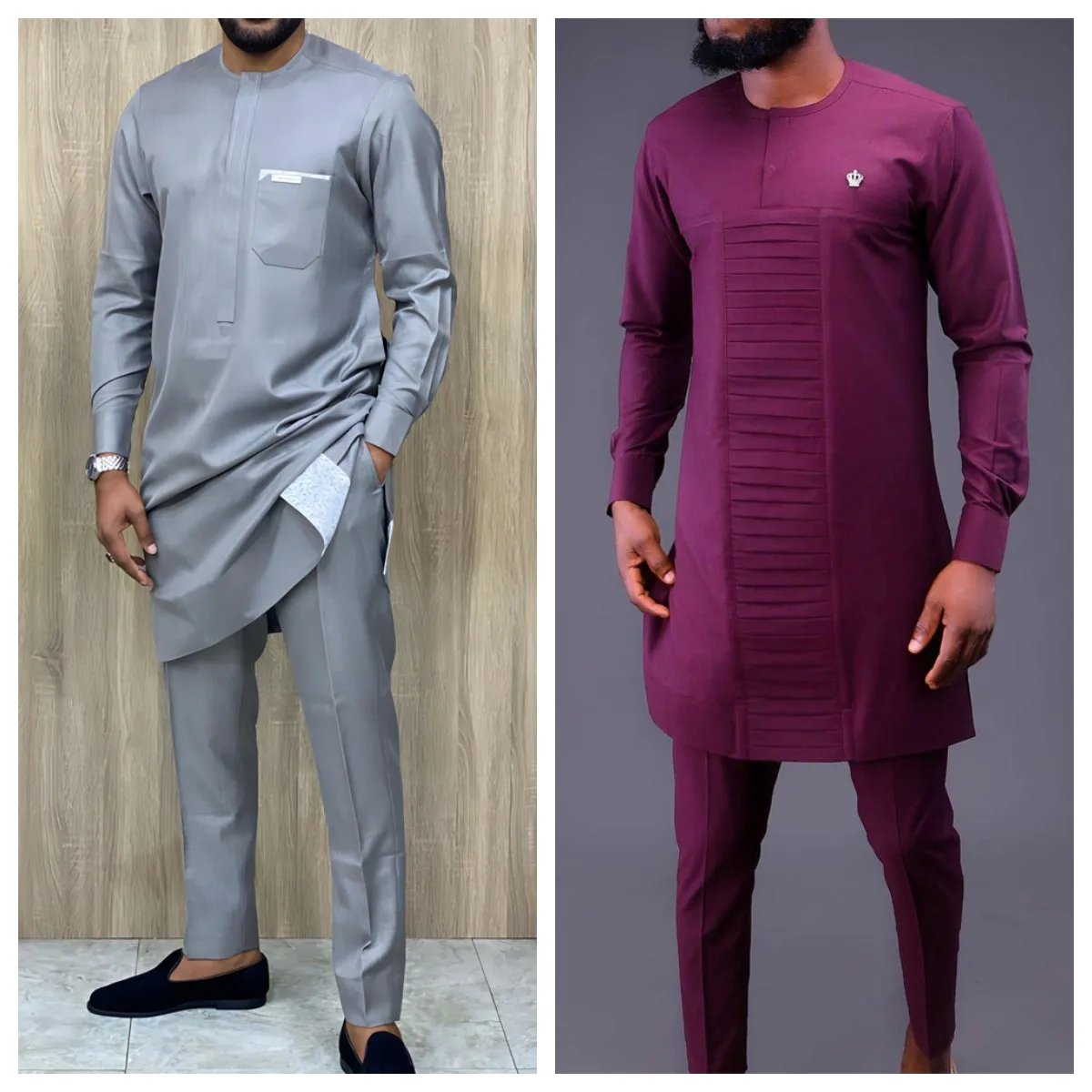 2023 Luxury Men's Suit Shirt and Pants Set of 2 Clothing Crew Neck Solid Color F