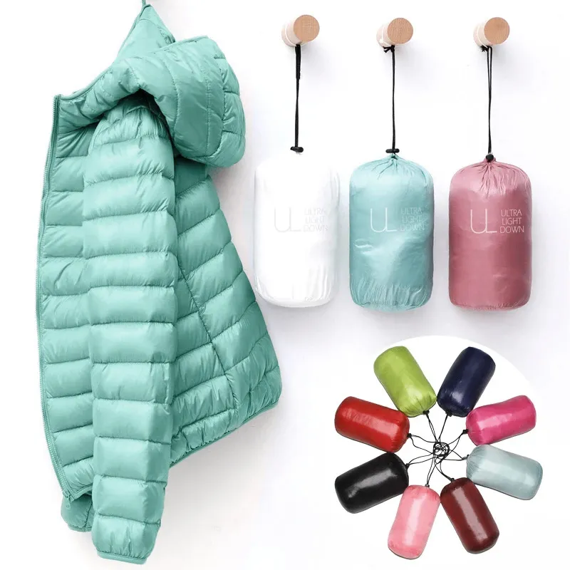 Fashion Female Cold Jacket Women Winter Light White Duck Down Jacket Slim Puffer