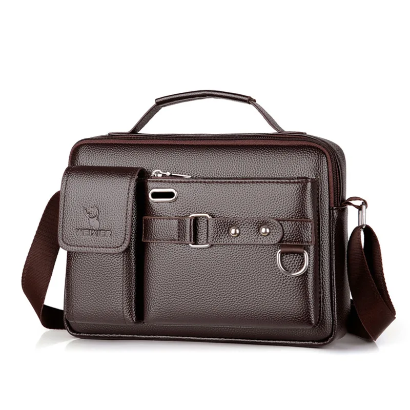 2023 New Men Shoulder Bag for 10.4" Ipad PU Leather Business Handbags Men Messen