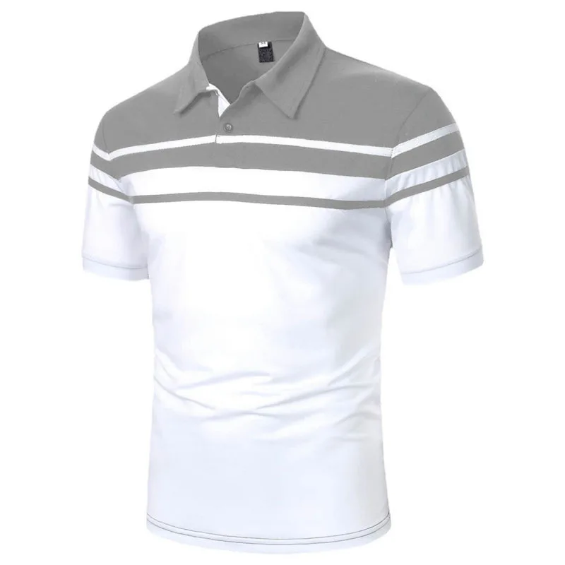 New Polo Men's Short Sleeved T-shirt Summer Polo Collar Contrast T-shirt