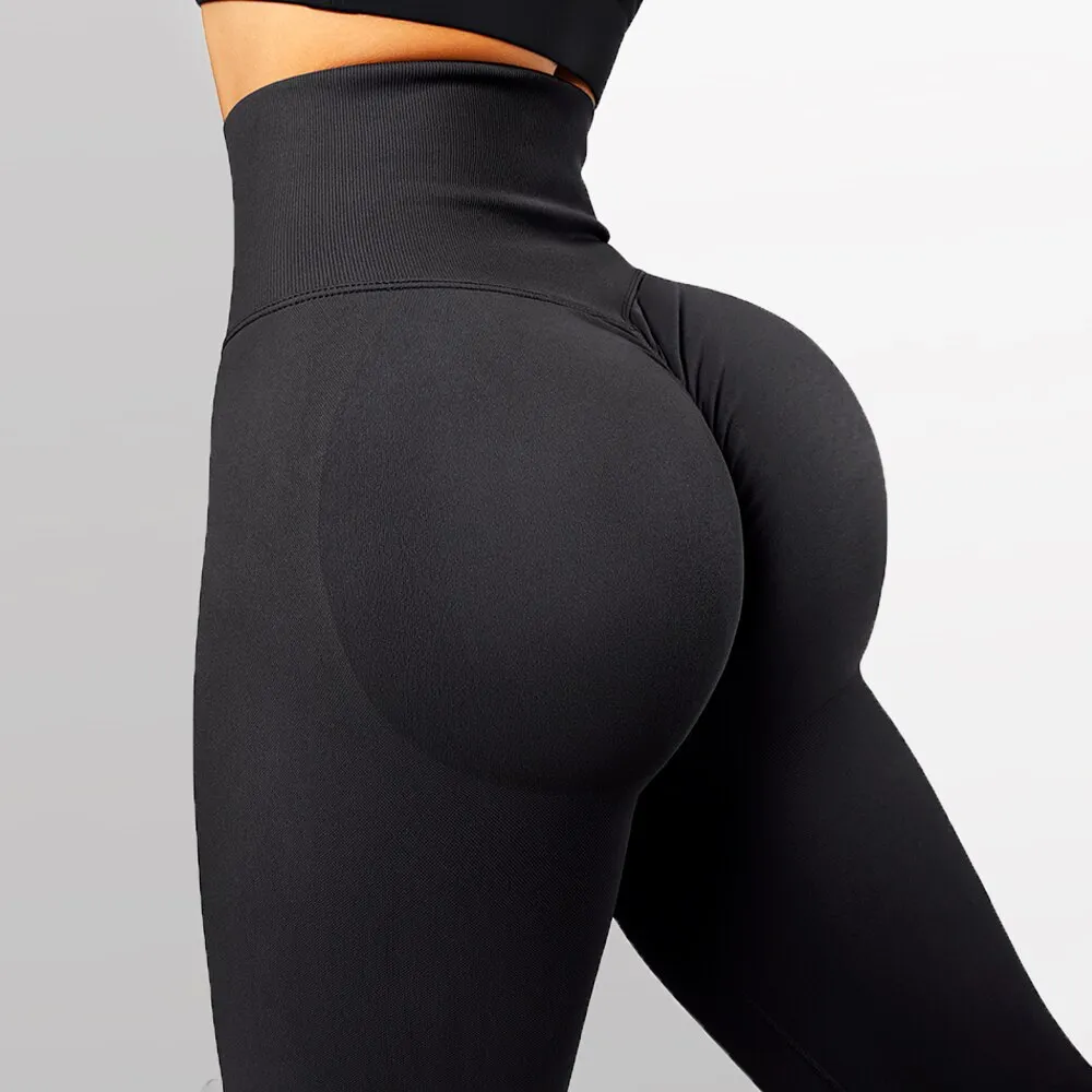 2023 Seamless Knitted Fitness GYM Pants Women's High Waist and Hips Tight Peach 