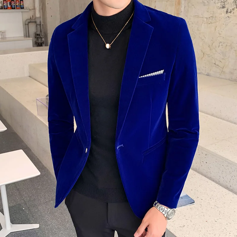2023 Spring Velvet Wedding Dress Coat Mens Blazer Jacket Fashion Casual Suit Jac