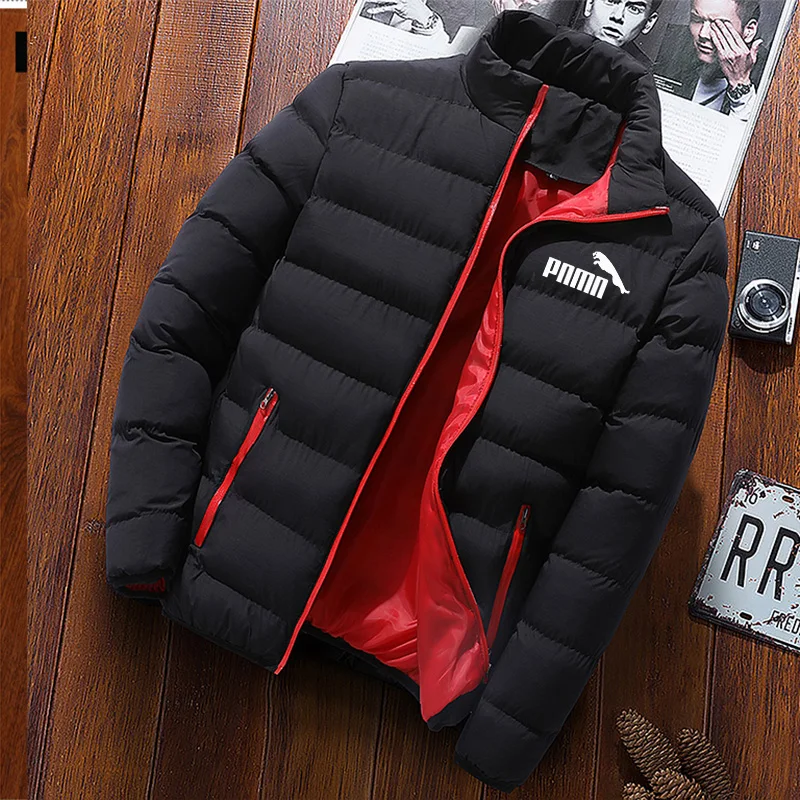 men's trend casual wear new warm parka winter casual men's coat solid standing c