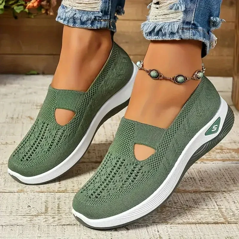 Soft Sole Knitted Sneakers For Women Breathable Comfort Casual Sports Shoes Woma