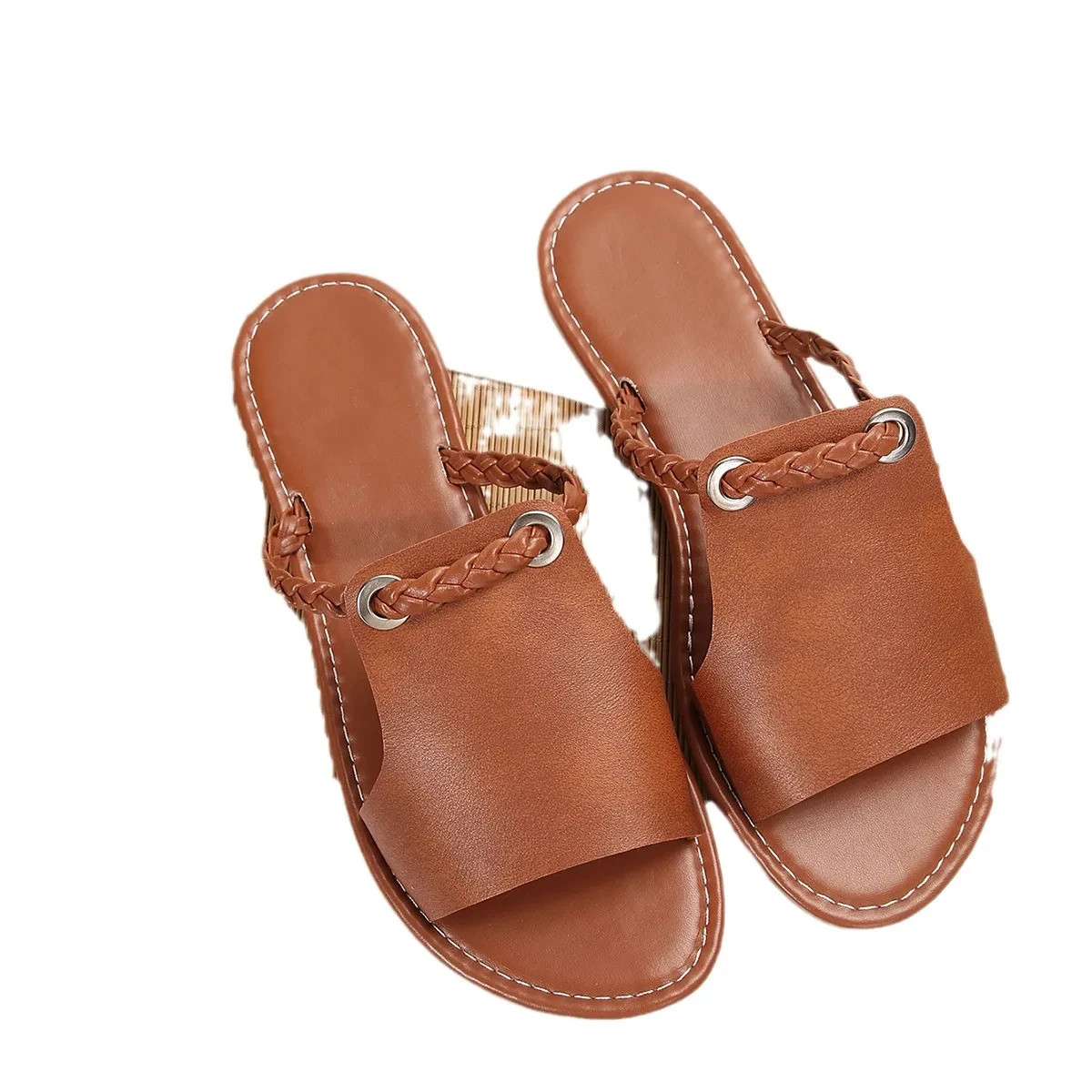 Women's Shoes Square Head Cross Flat Summer Sandals Simple Flip-flops Women Wear