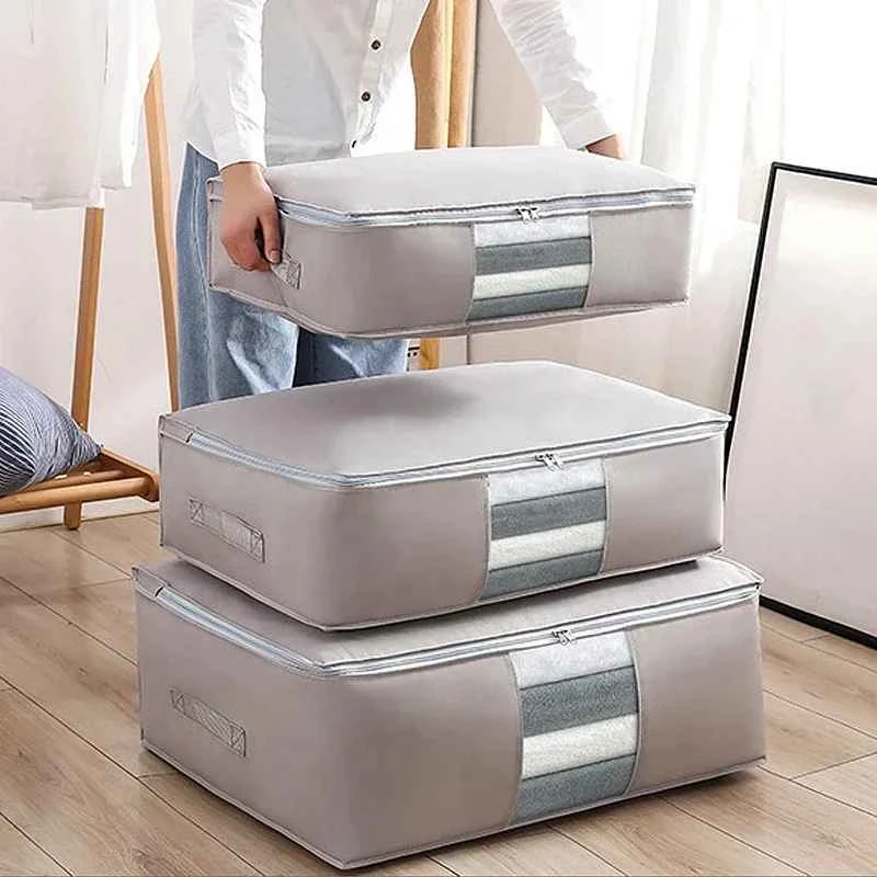 Foldable Storage Bags for Clothes and Comforters - Extra Large Capacity for Movi