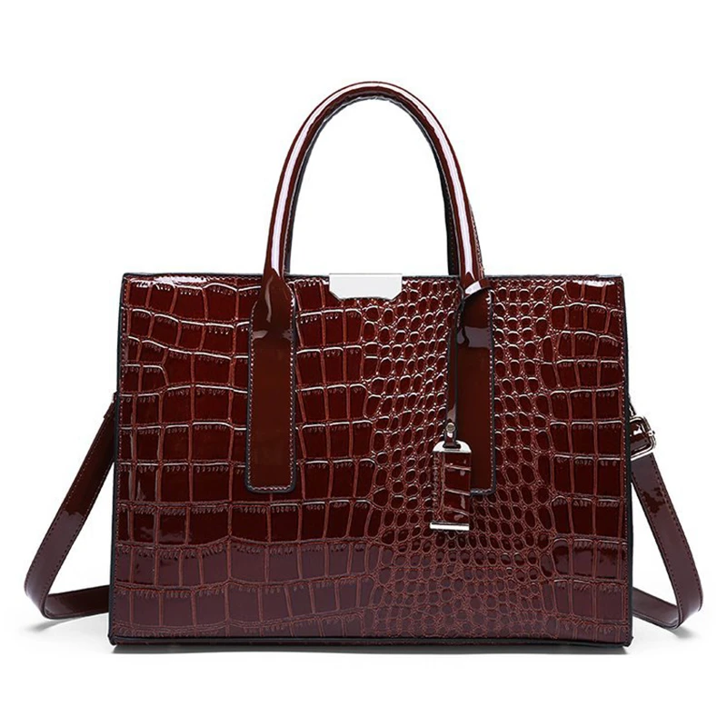 Luxury Handbags Alligator Designer PU Patent Leather Crossbody Bag For Women Tot