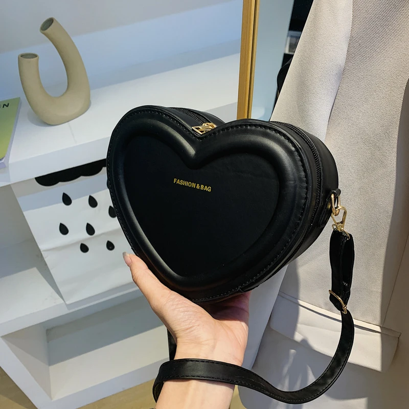Heart Shape Crossbody Bags For Women Solid Pu Leather Shoulder Bags Fashion Hand