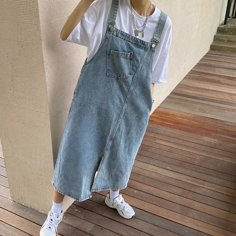 Spring Summer Denim Overall Dress Women Sleeveless Jeans Dresses Fashion Female