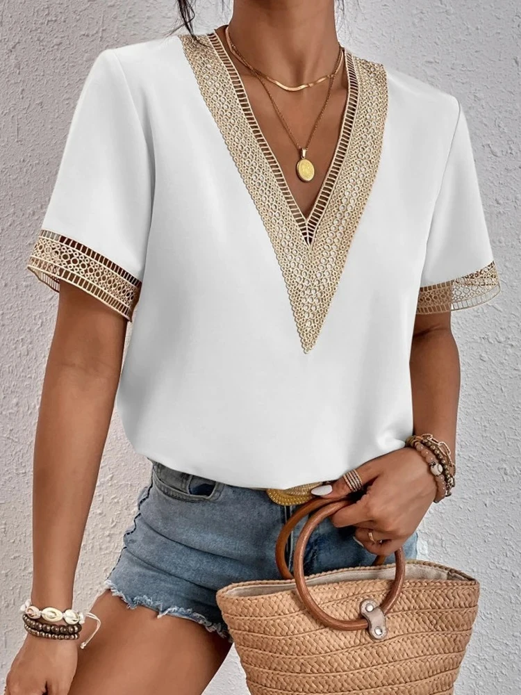 Women's Short Sleeve T-Shirt Summer Solid Color Slim Fit Pullover Female Basic T