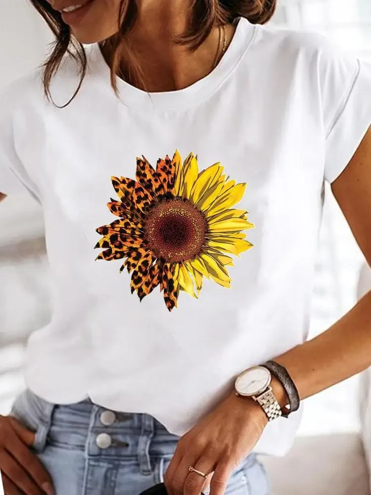 Women's Short-sleeved Explosive Insect Butterfly Dragonfly Print Round Neck T-sh