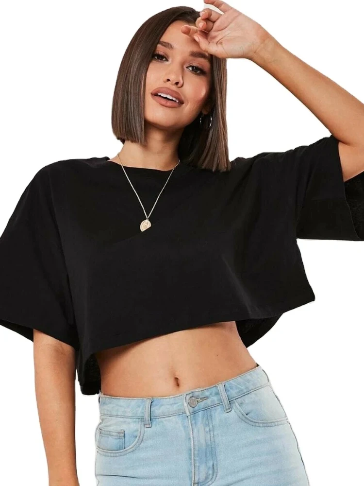 Cotton Women Short Sleeve Dance Running Clothes Yoga Fitness Crop Top Navel Bari