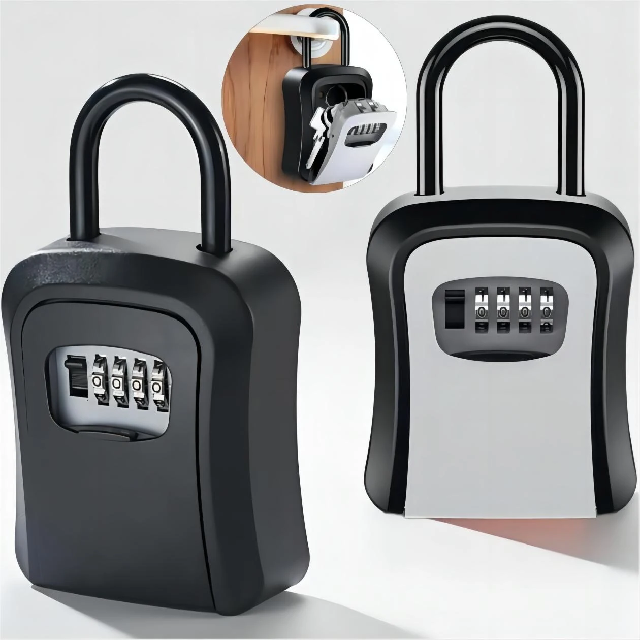 Wall Mounted Secure Key Safe with Key Lock Box Key Storage with 4-digit Password