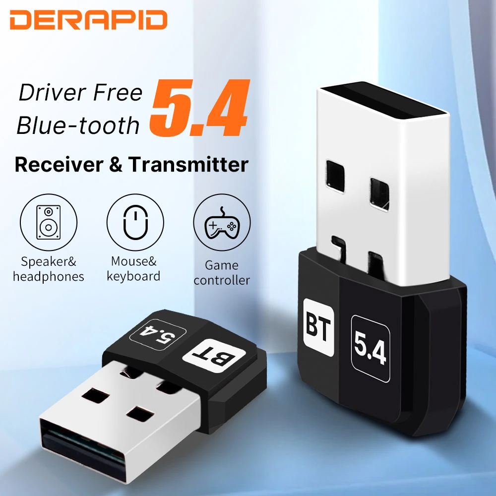 USB Bluetooth 5.4 Adapter WIreless Transmitter Receiver Dongle Audio Bluetooth F
