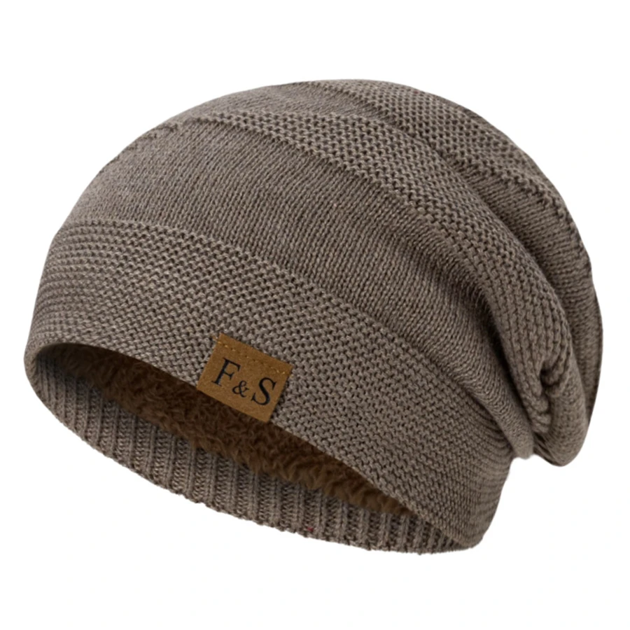 Fashion Unisex Slouchy Winter Hats Add Fur Lined Men And Women Warm Beanie Cap C