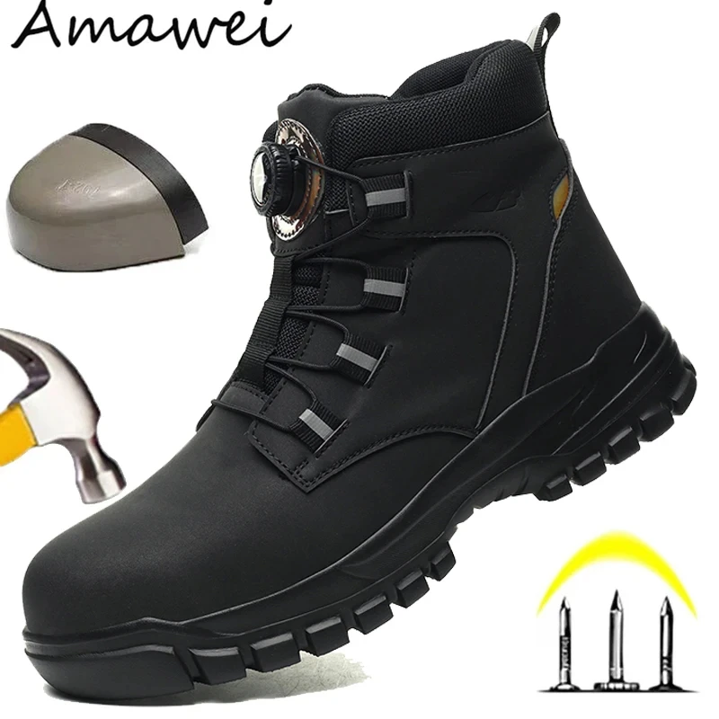 Safety Work Boots For Men Outdoor Hiking Sneaker Anti-smash Indestructible Steel
