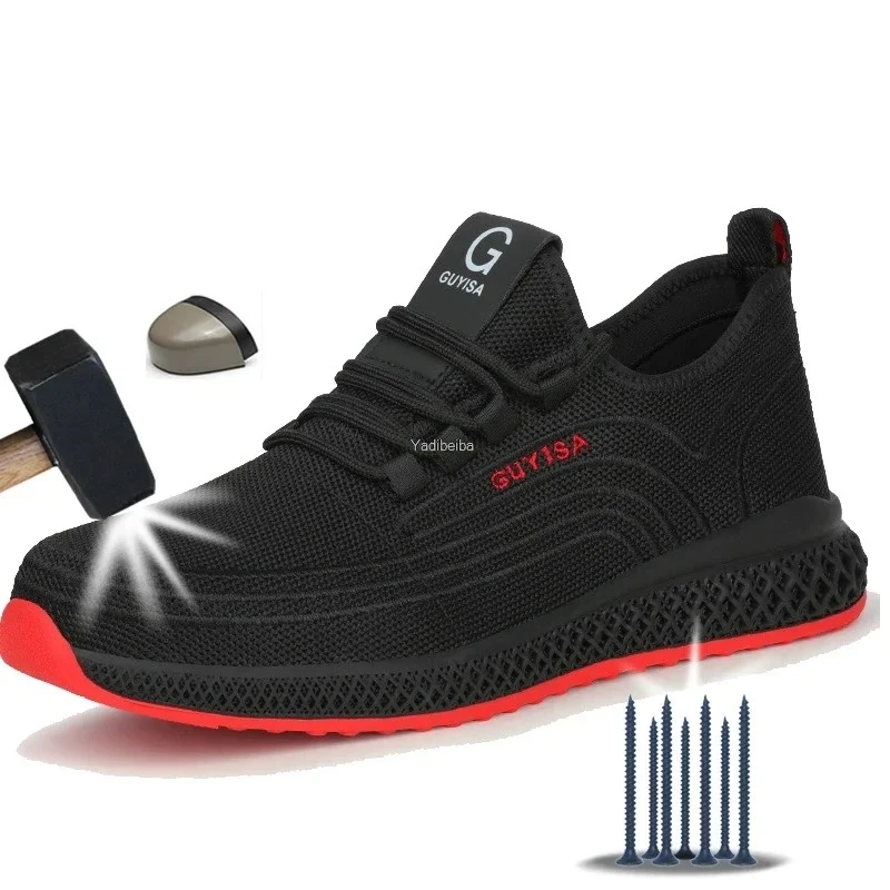 Air Mesh Steel Toe Work Shoes Breathable Working Shoes Man Safety Lightweight Pu