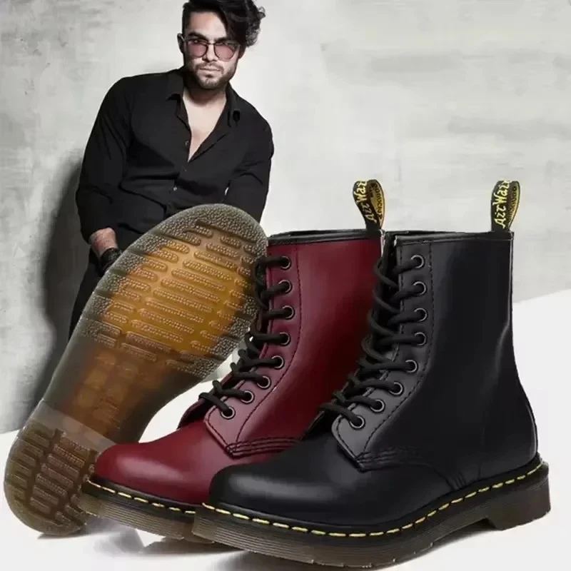 Winter Men Boots Outdoor Leather Ankle Boots Lightweight Couple Casual Boots Des