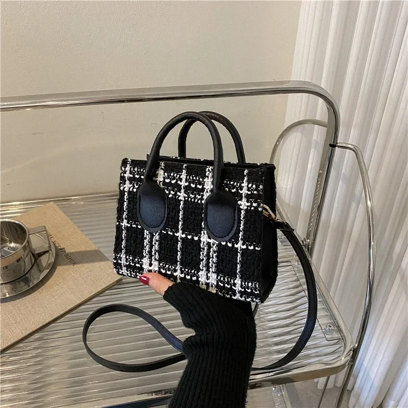 Women Mini Handbag Ladies Pouch Fashion Check Pattern Shoulder Bag Crossbody Mes